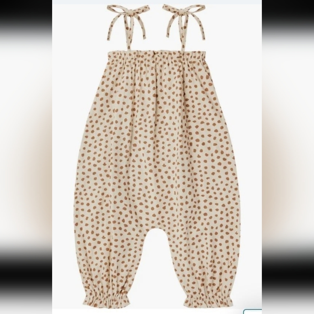 Nwt! Rylee+Cru tie shoulder cotton linen bubble jumpsuit in natural spots